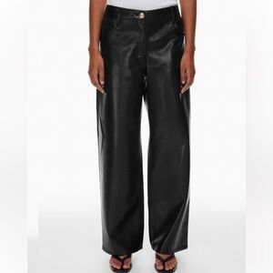 ARITZIA BABATON LOW DOWN BAGGY WIDE LEG VEGAN LEATHER TROUSER PANTS SIZE 12